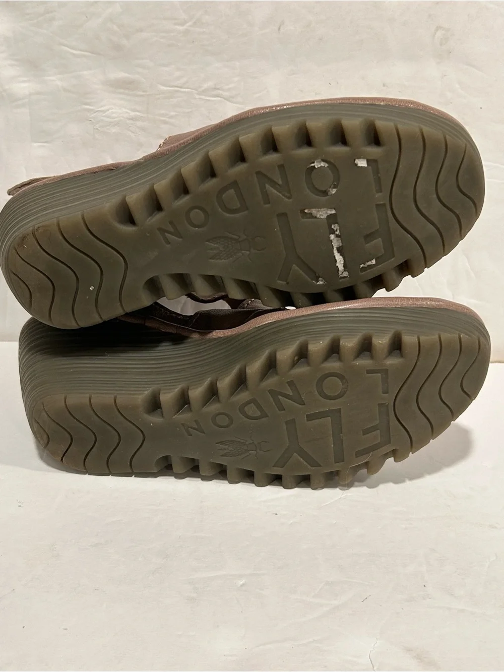 Fly London Yogo Leather Criss Cross Strap Wedge Pump Shoes Taupe EU 36 US 5-5.5